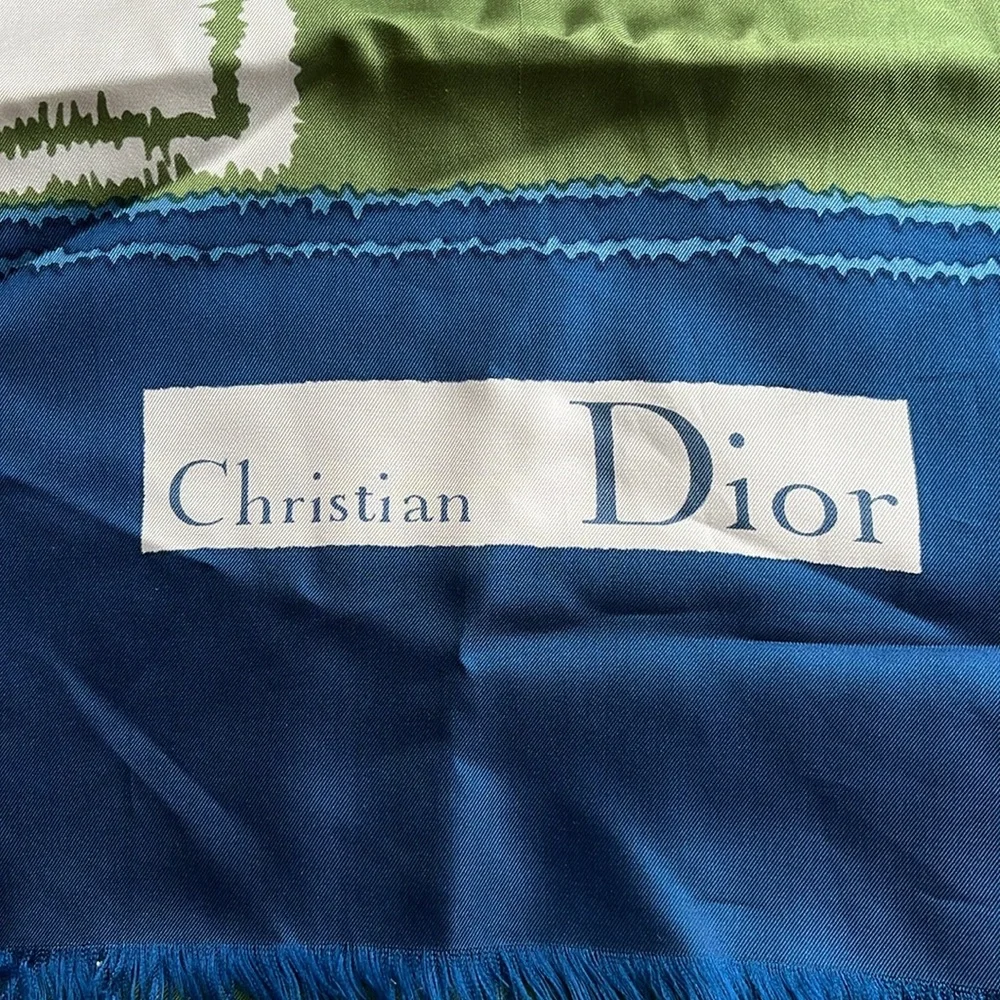 Dior Blue and Green Designer Scarf